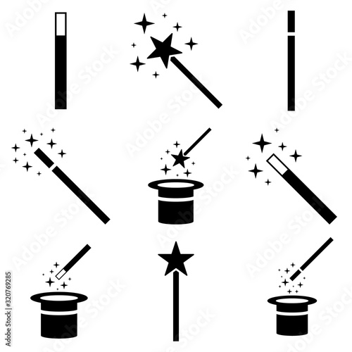 Magic wand icon, logo isolated on white background