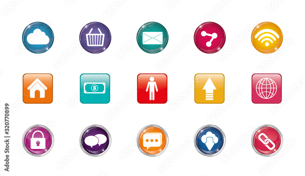 Isolated digital marketing icon set vector design Isolated digital marketing icon set vector design