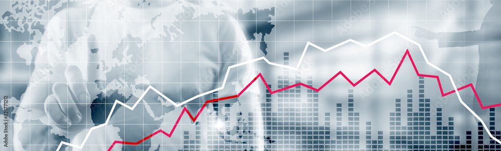 Red and White Stock Market Graph. Web header or banner. Red and White Stock Market Graph. Web header or banner.