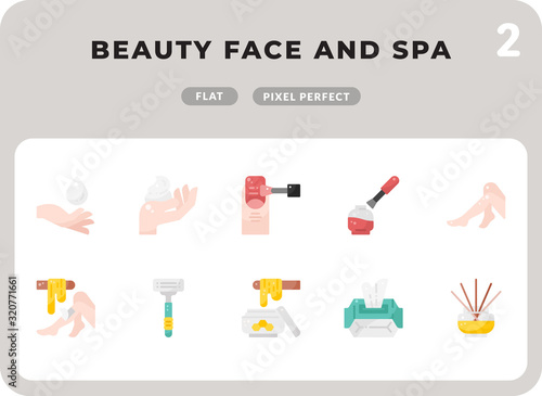 Beauty Face And Spa Flat Icons Pack for UI. Pixel perfect thin line vector icon set for web design and website application.