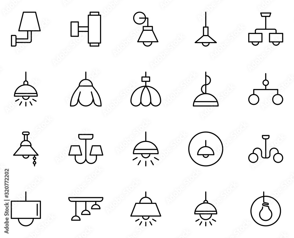 Chandelier icon set Chandelier icon set