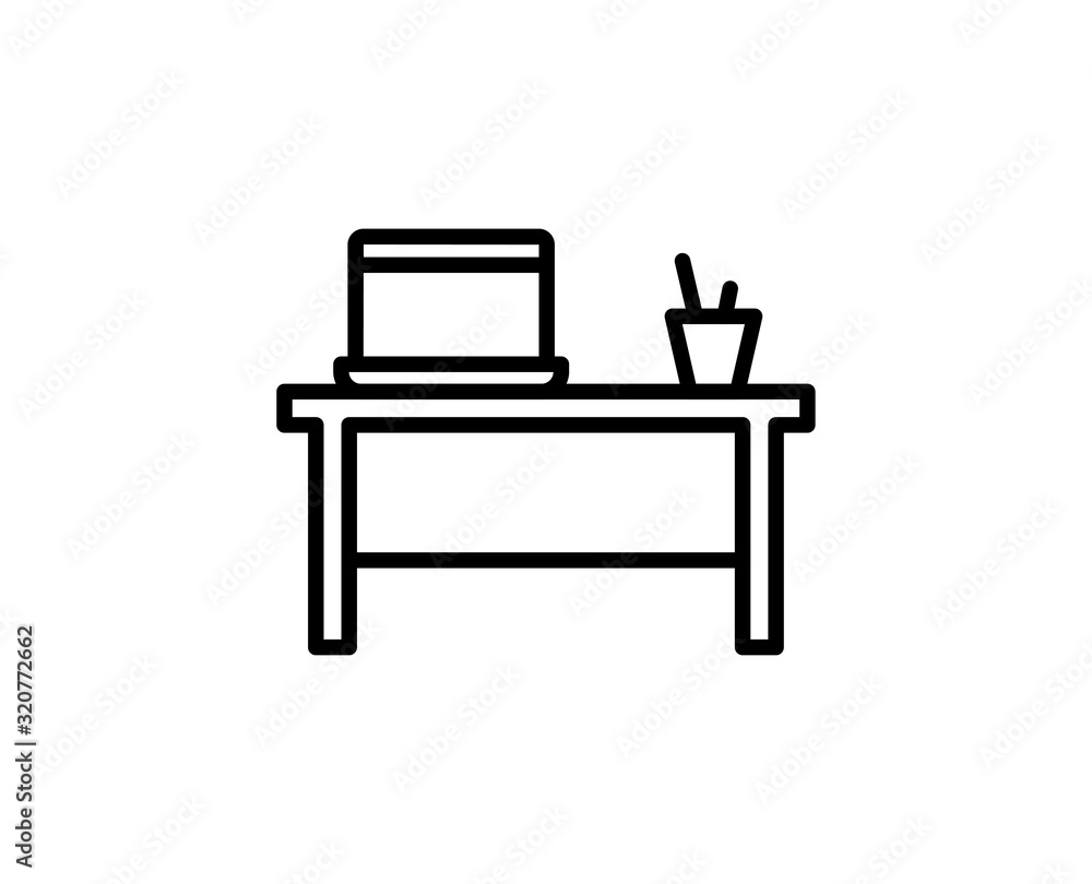 Work desk line icon Work desk line icon