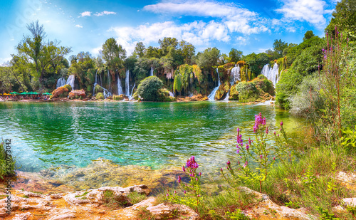 Picturesque Kravice waterfalls in the National Park of Bosnia and Herzegovina photo