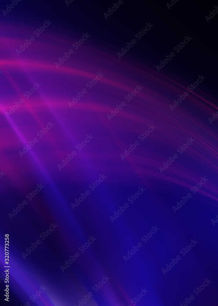 Foto de Dark blue abstract background with ultraviolet neon glow, blurry  light lines, waves do Stock