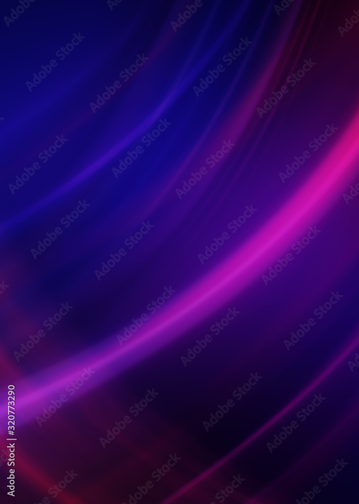 Fototapeta premium Dark blue abstract background with ultraviolet neon glow, blurry light lines, waves
