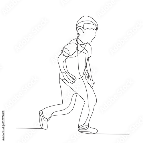 vector  isolated  one line drawing  little boy