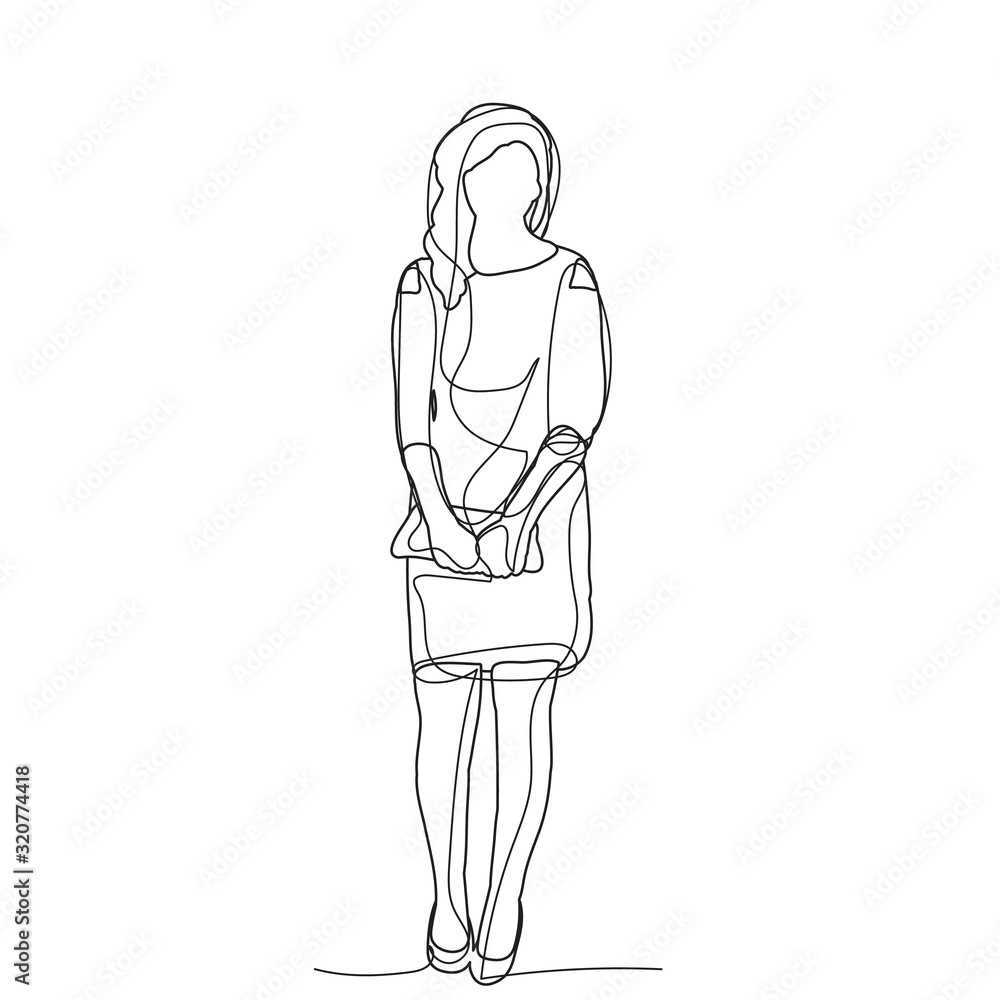 vector, isolated, single line drawing of a woman vector, isolated, single line drawing of a woman