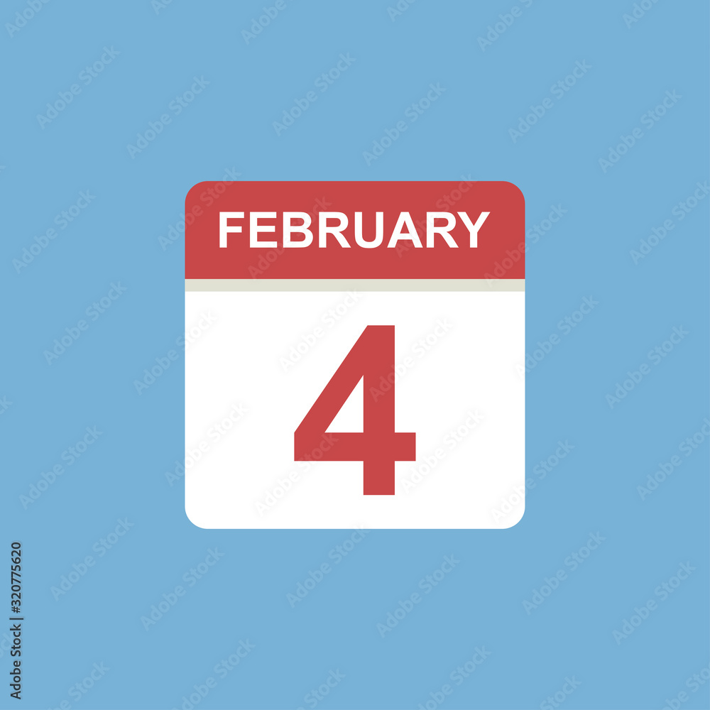 calendar - February 4 icon illustration isolated vector sign symbol calendar - February 4 icon illustration isolated vector sign symbol