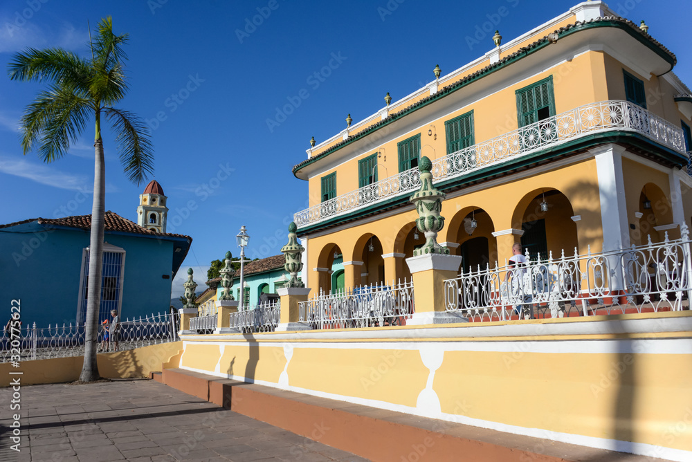Fototapeta premium Facade of Count Brunet Palace and Romantic Museum in Trinidad, Cuba
