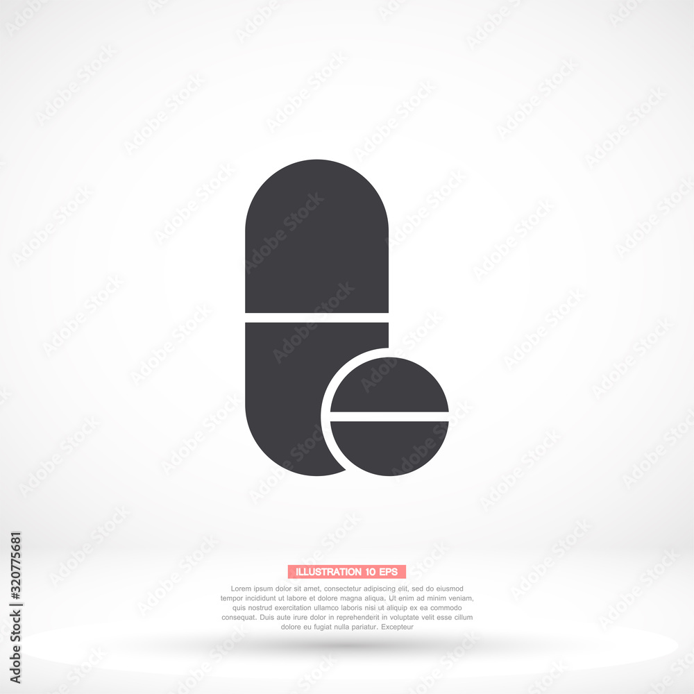 Pills vector icon , lorem ipsum Flat design Pills vector icon , lorem ipsum Flat design