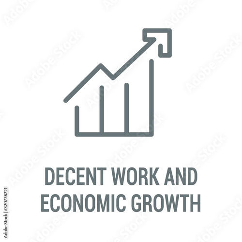 Decent work and economic growth black icon. Corporate social responsibility. Sustainable Development Goals. SDG sign. Pictogram for ad, web, mobile app. UI UX design element. Editable stroke