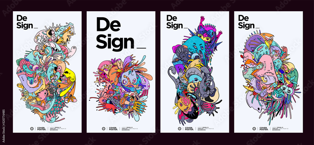 Fototapeta premium Colorful Abstract Background Pattern Set with Dummy Text for Web Design, Landing Page, Social Media Story, and Print Material.