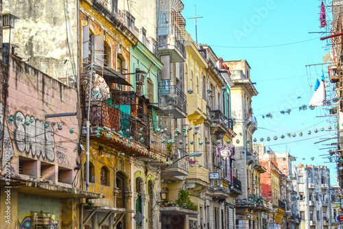 Colorful facade of houses in Havana