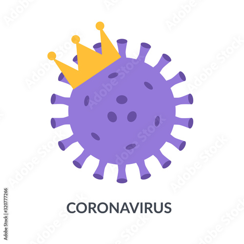 Coronavirus icon. 2019-ncov. Virus strain model in the crown isolated on white background. Flat vector illustration.