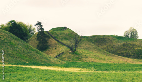 Very nice view of the mound in spring. Lithuania, Kernavė photo