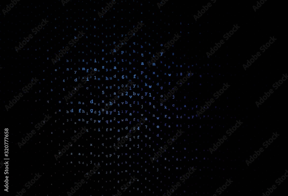 Dark Blue, Yellow vector backdrop with english symbols.