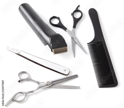 Hair clipper and comb and scissors