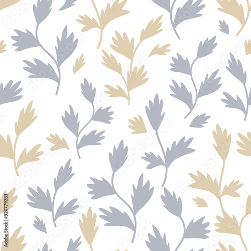 Seamless vector floral hand drawn pattern. Leaf pastel colours for postcards, scrapbooking, textile