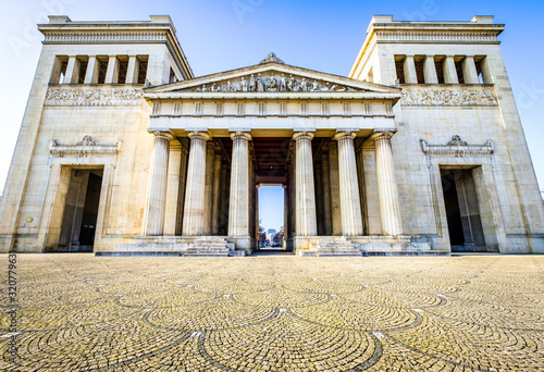 famous propylaen building in munich at the konigsplatz photo