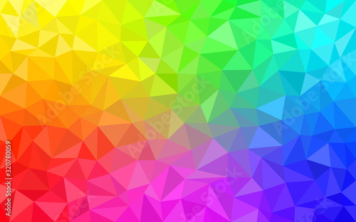 Multicolor rainbow low poly background. Abstract random vector background from triangles. Polygonal design