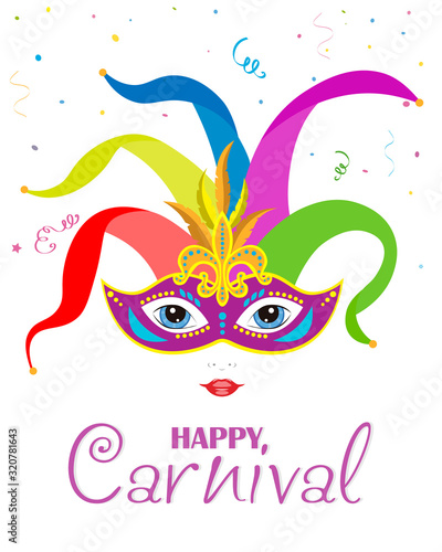Mask Carnival Poster. Isolated vector	