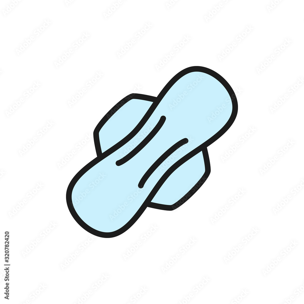 Feminine pads, tampon, sanitary napkin, hygiene flat color line icon. Feminine pads, tampon, sanitary napkin, hygiene flat color line icon.