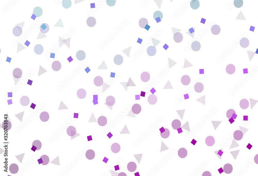 Light Pink, Blue vector template with crystals, circles, squares. Light Pink, Blue vector template with crystals, circles, squares.