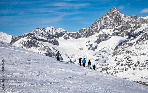 snow covered peaks in the Swiss Alps Matterhorn glacier paradise