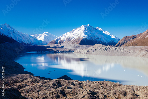 Tasman Glacier near Mt Cook in New Zealand