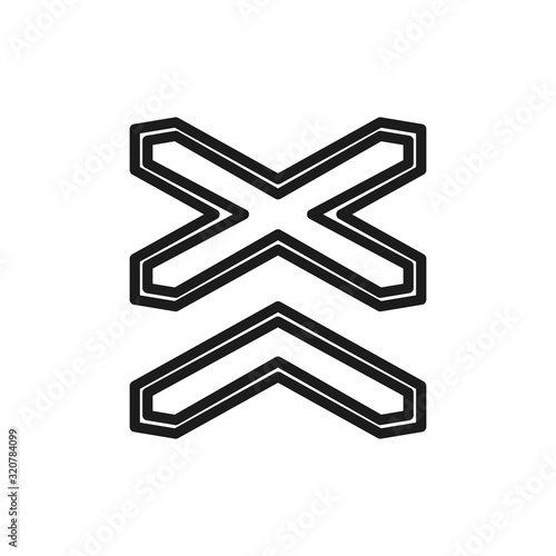 Warning signs multipath railway flat color line icon. photo