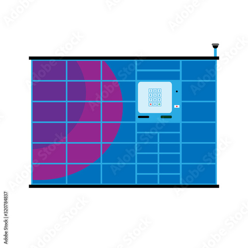 Automatic locker for receiving orders from the Internet and mailings. Postamat, parcel machine. Isolated vector illustrations.