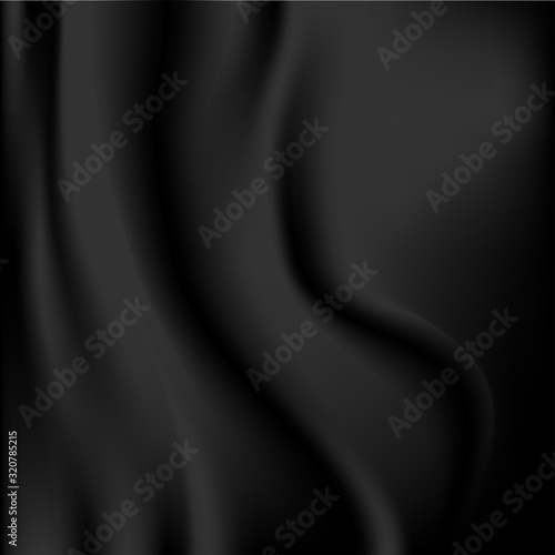 Abstract empty black cloth or fabric wave texture wall background, Vector illustration