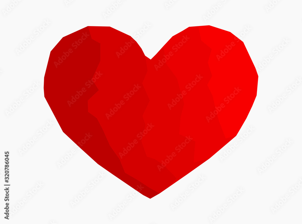 Red heart geometric polygonal shape icon.