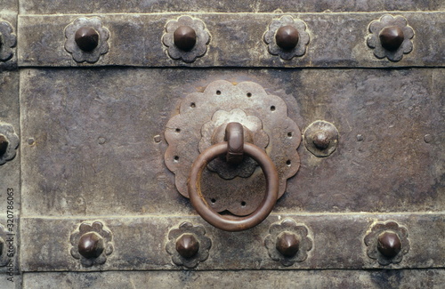 17th century style old circular door knocker, Pune, Maharashtra, India