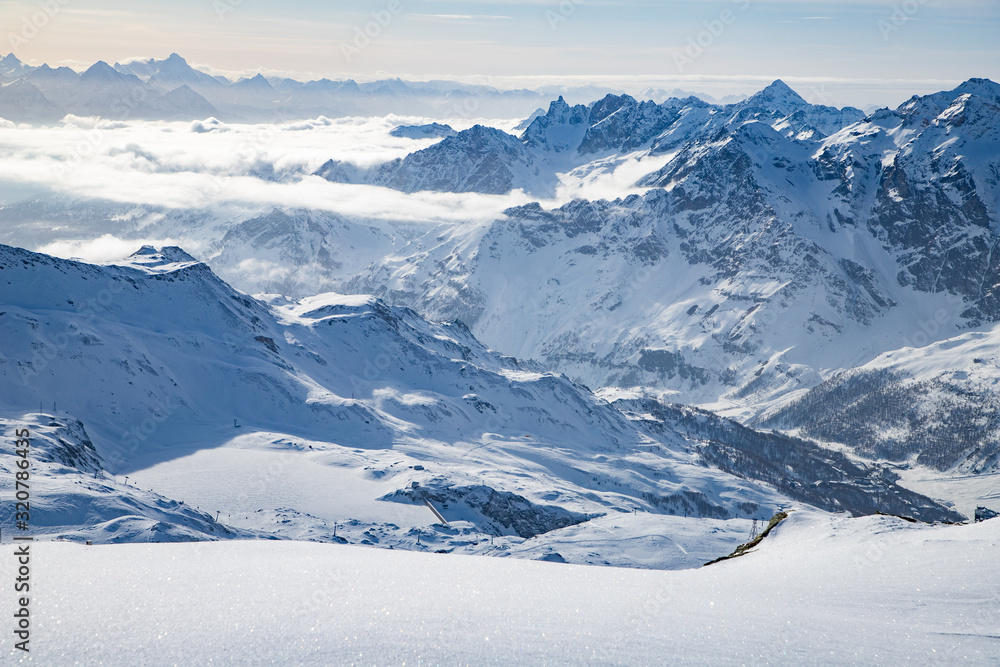 Fototapeta premium snow covered peaks in the Swiss Alps Matterhorn glacier paradise