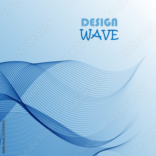 Abstract background, transparent waved lines for brochure, website, flyer design. Blue wave.