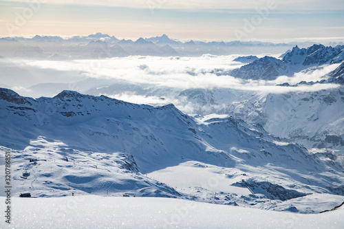 snow covered peaks in the Swiss Alps Matterhorn glacier paradise © Melinda Nagy