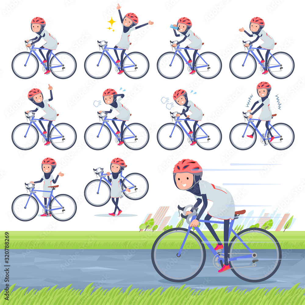 Naklejka premium flat type Arab women White Sportswear_road bike