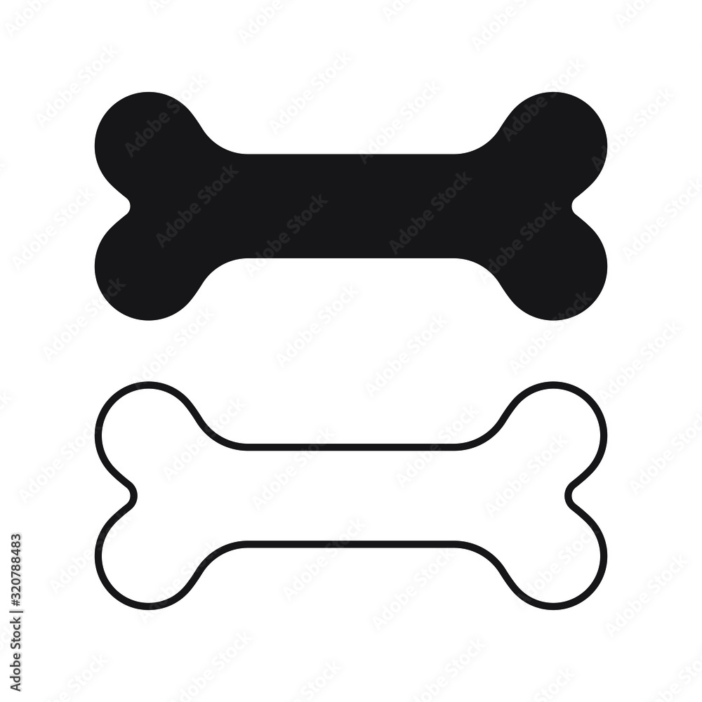 Dog bone icon in modern flat design isolated on white background, pet food vector illustration Dog bone icon in modern flat design isolated on white background, pet food vector illustration
