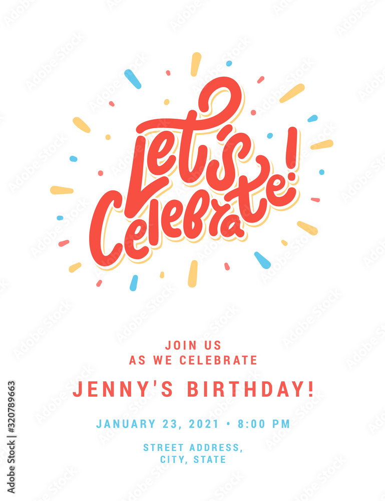 Let's celebrate. Vector lettering.