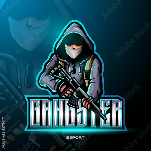 Gangster mascot logo for electronic sport gaming logo.