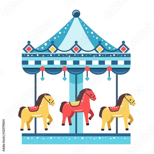 Colorful carousel on white background, vector illustration.