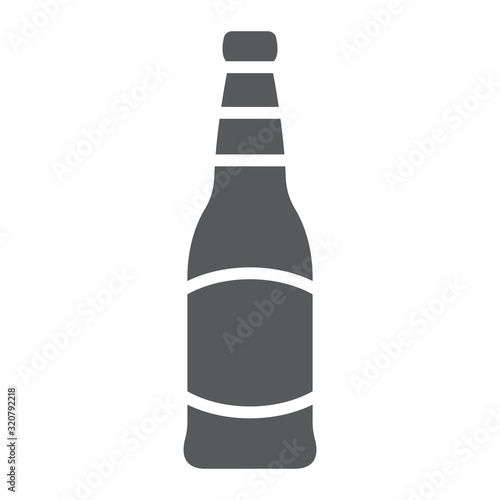 Beer bottle glyph icon, st patrick's day and alcohol, glass beer bottle sign, vector graphics, a solid pattern on a white background, eps 10.