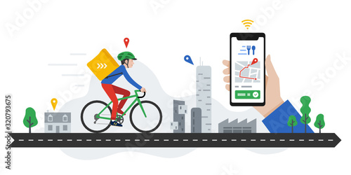 Food delivery service, bike messenger, coursier à vélo