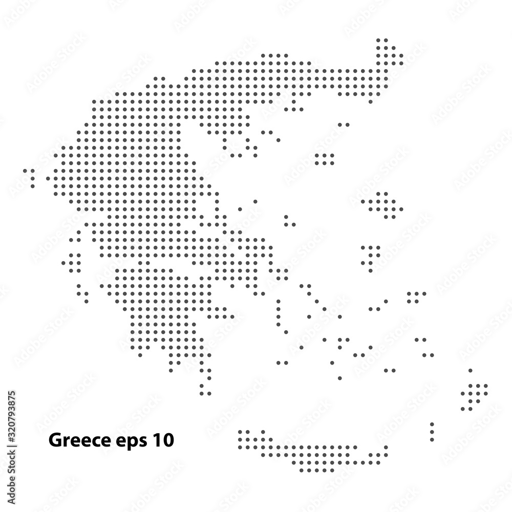 Greece map dotted on white background vector isolated