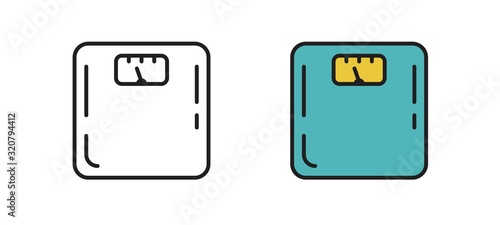 Floor scales icon. Isolated symbol on a white background. Measurement of weight and mass. Flat vector illustration.