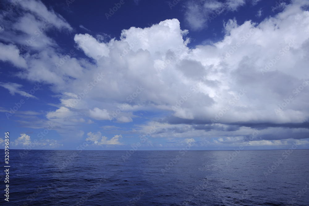 Blue ocean and sky with white cloudy in Pacific Ocean Taitung County