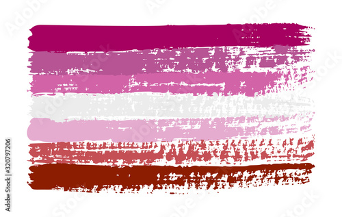 Grunge lesbian pink pride flag. Vector illustration Symbol of gay. LGBT movement. LGBTQ community.