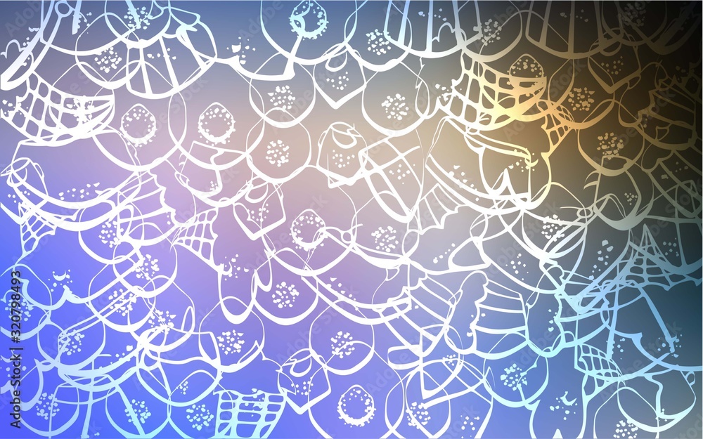 Obraz premium Light Blue, Yellow vector cover with set of confections. Blurred decorative design of desserts in doodle style. Design for ad, poster, banner of cafes or restaurants.