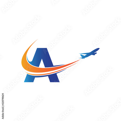 letter A Air travel logo design template-vector